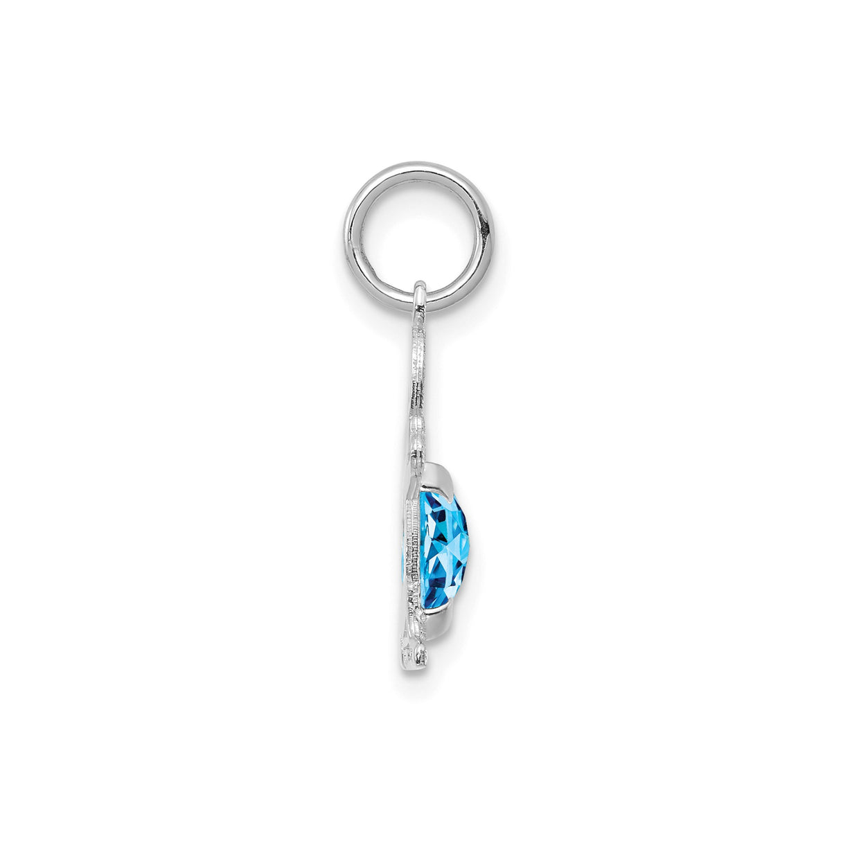 14k White Gold Boy Charm Pendant with Sky Blue Topaz, Son Silhouette Keepsake Jewelry