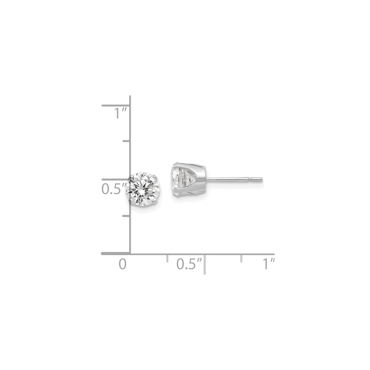 14k White Gold Solitaire Stud Earrings with Cubic Zirconia, Classic Four Prong Setting