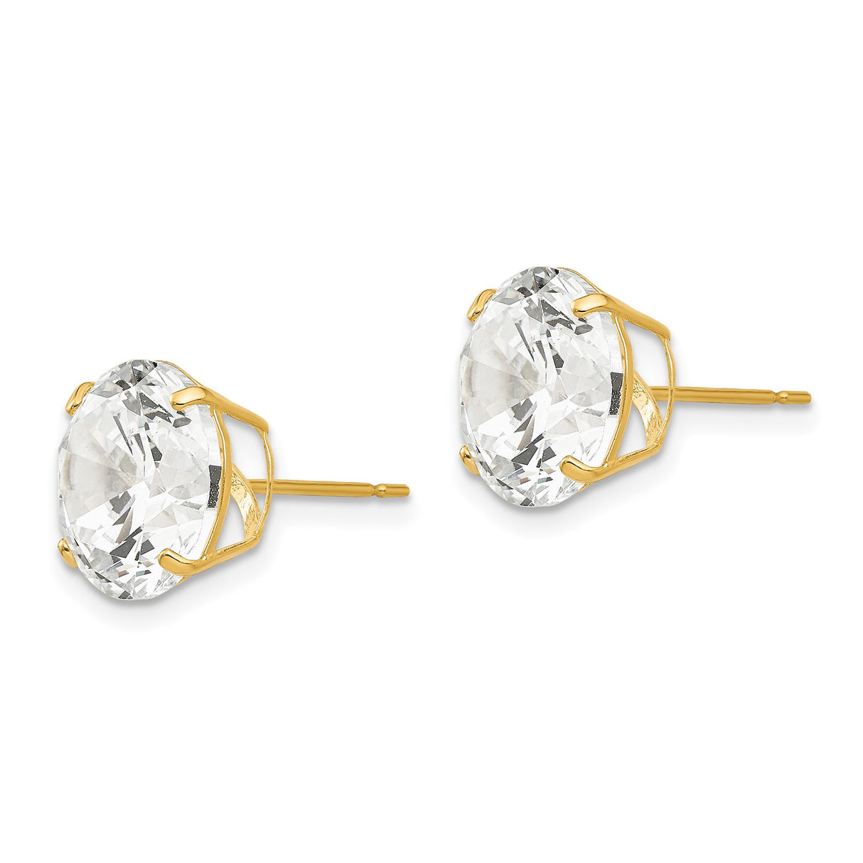 14k Yellow Gold Solitaire Stud Earrings with Cubic Zirconia, Classic Four-Prong Setting