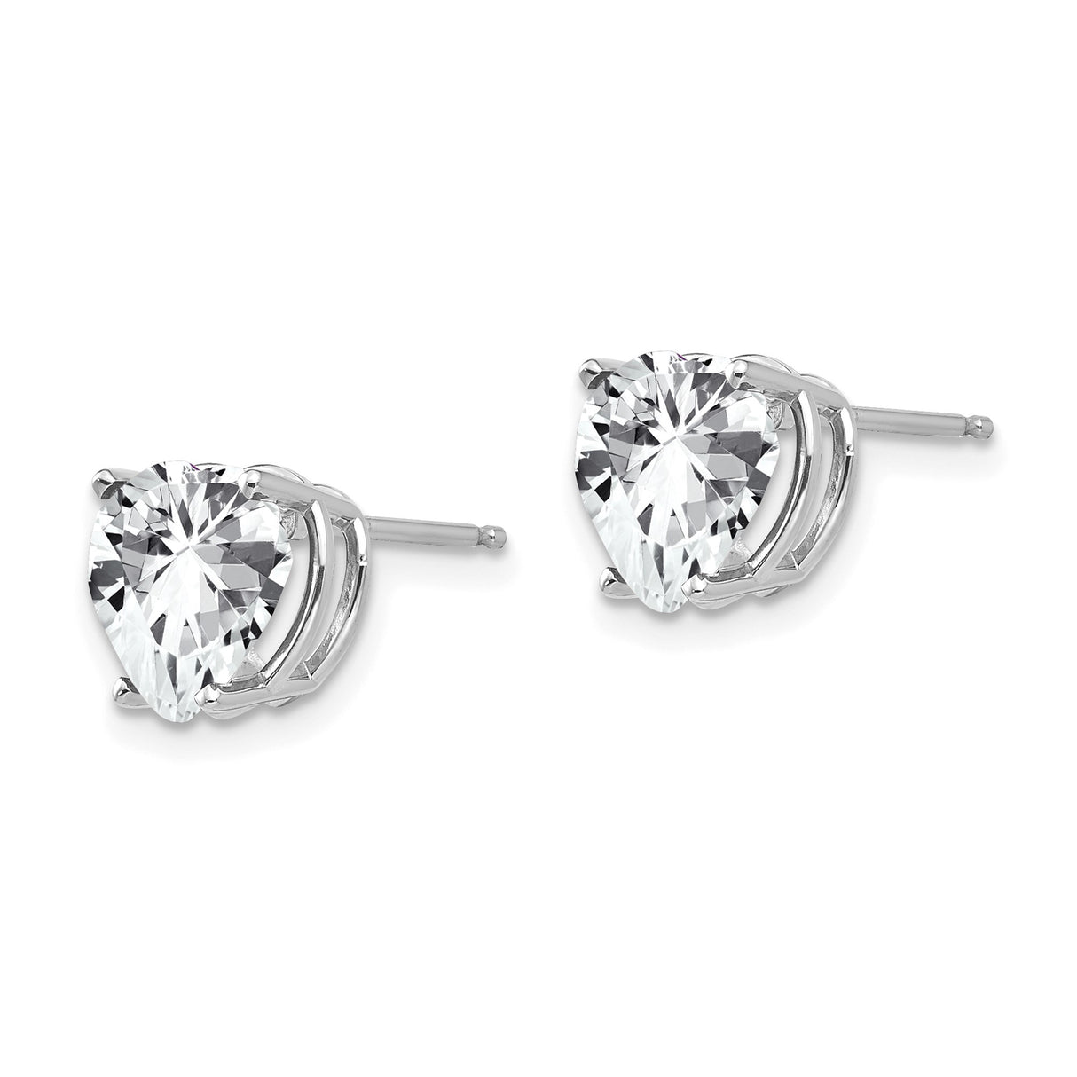 14k White Gold Heart Stud Earrings with Cubic Zirconia, Romantic Dainty Jewelry for Women