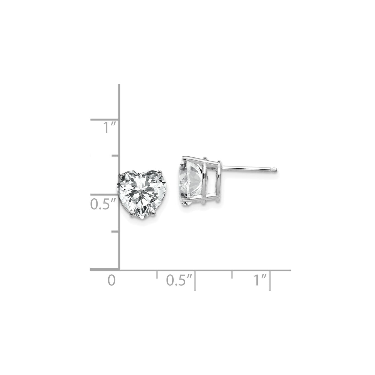 14k White Gold Heart Stud Earrings with Cubic Zirconia, Romantic Dainty Jewelry for Women