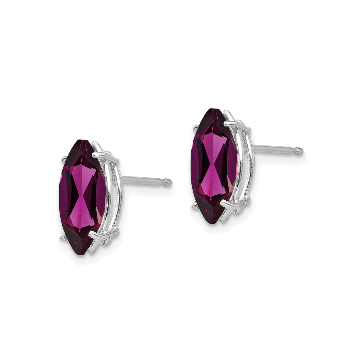14k White Gold Marquise Rhodolite Garnet Stud Earrings, Modern Fine Jewelry for Women