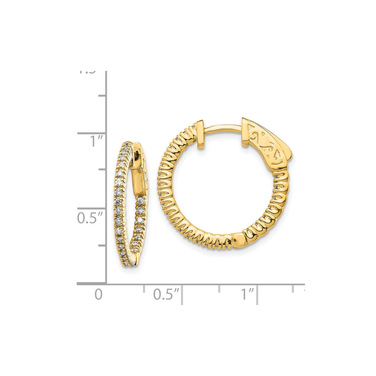 14K Yellow Gold Rope Hoop Earrings With Diamonds
