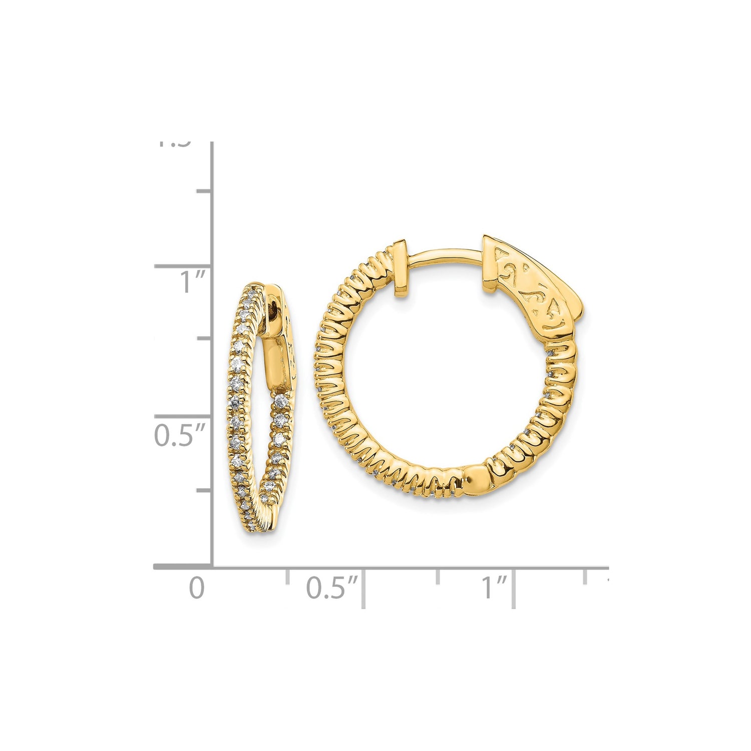 14k Yellow Gold Hoop Earrings with Diamond and Textured Rope Design for Women