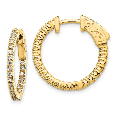 14k Yellow Gold Hoop Earrings with Diamond and Textured Rope Design for Women