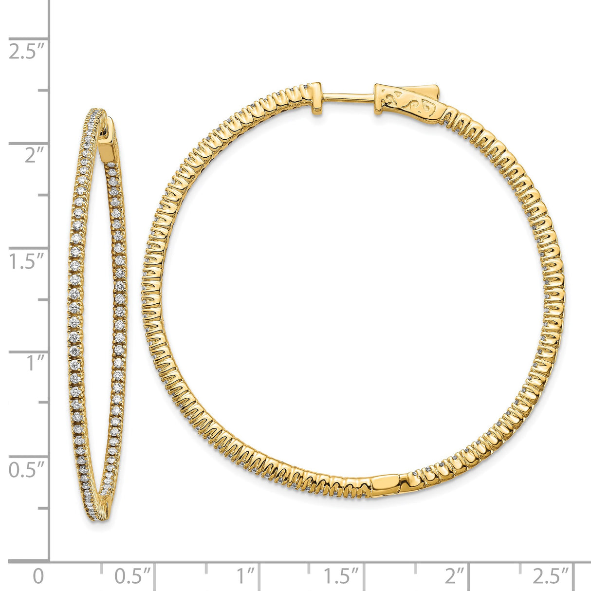 14k Yellow Gold Inside Out Hoop Earrings With Pave Diamond Accents