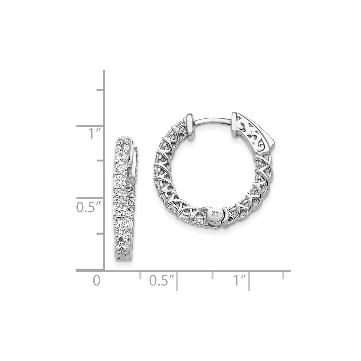 14k White Gold Hoop Earrings with Diamond Accents, Crossover Lattice Design