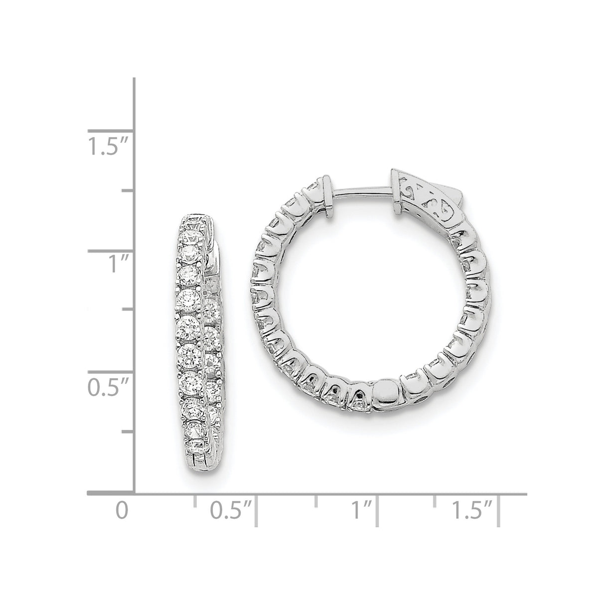 14k White Gold Hoop Earrings with Round Cut Diamond, Classic Luxury Style for Women
