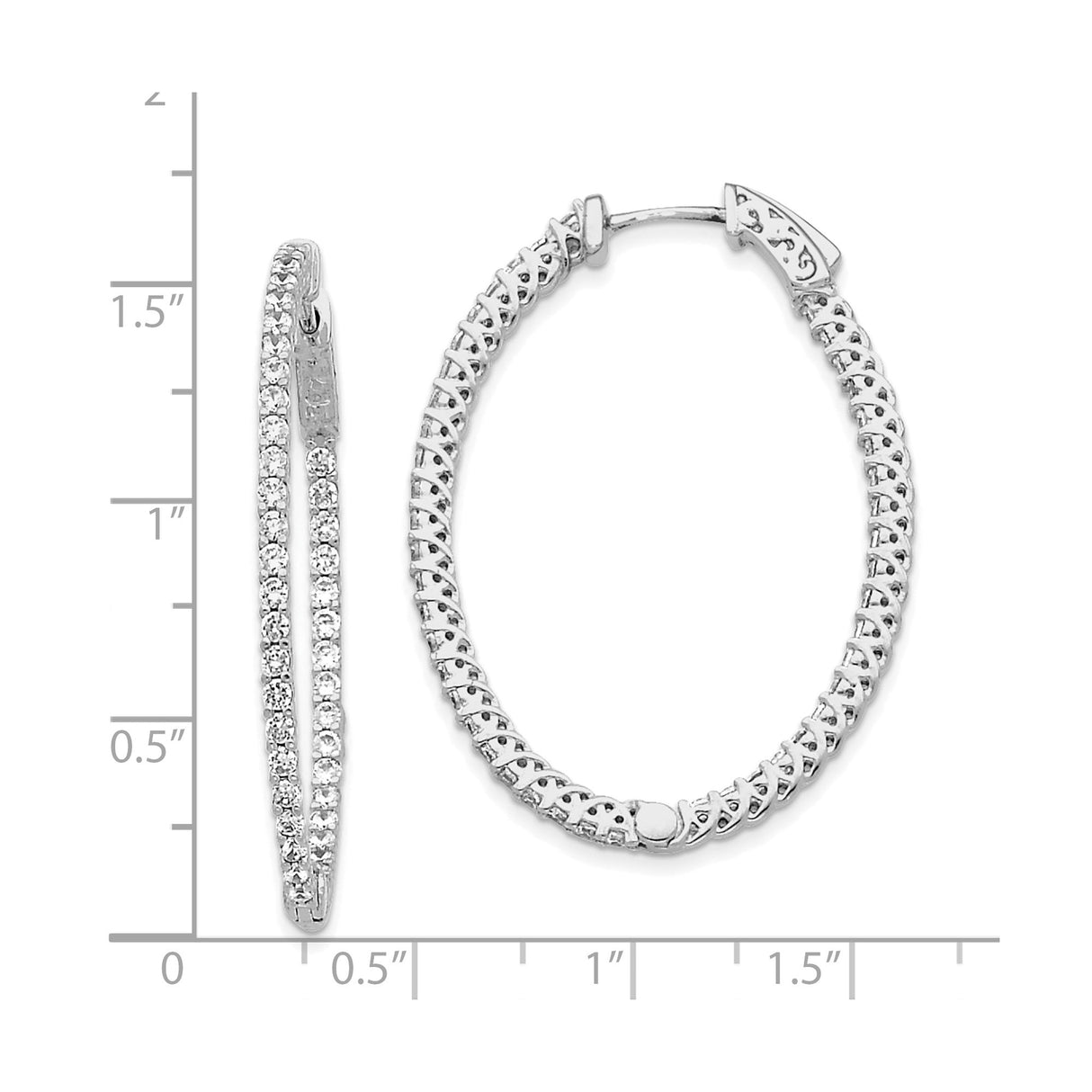 14k White Gold Hoop Earrings with Diamond Cut and Twisted Rope Design