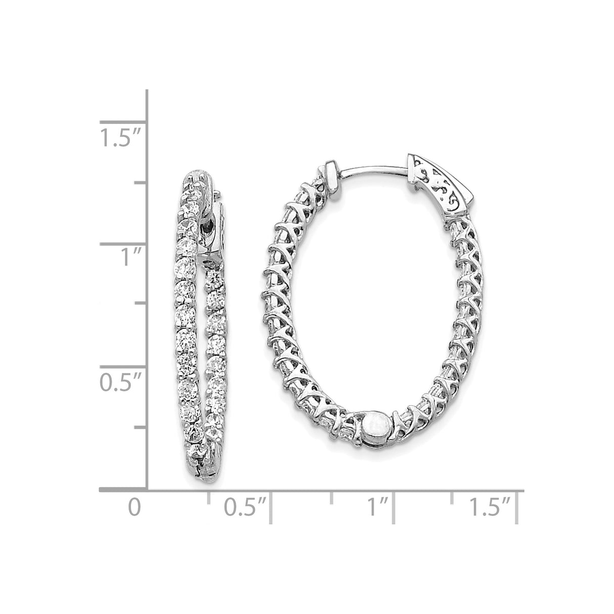 14k White Gold Hoop Earrings with Diamonds, Celtic Scroll Design for Women