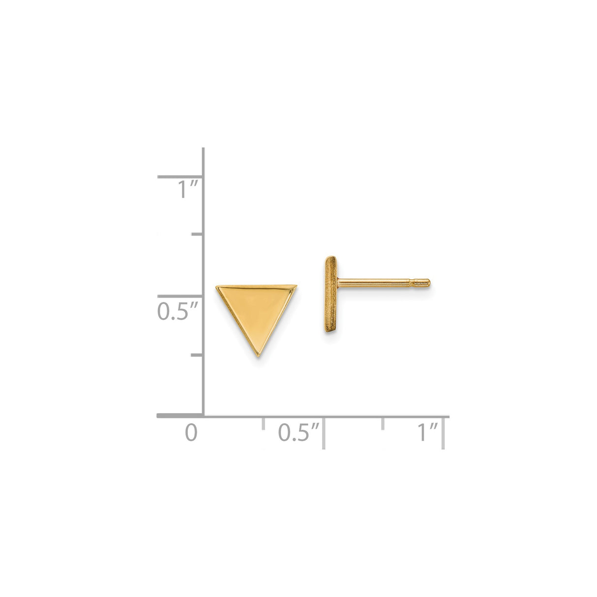 14k Yellow Gold Triangle Stud Earrings, Minimalist Geometric Style, Unisex Design