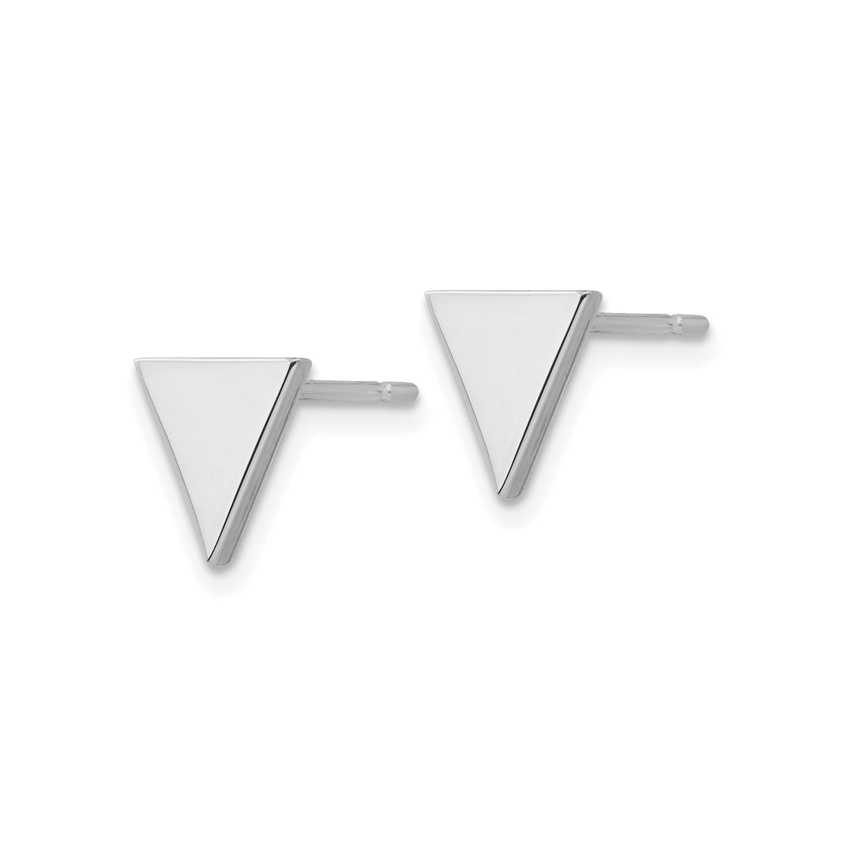 14k White Gold Triangle Stud Earrings, Minimalist Geometric Design for Women and Unisex Wear
