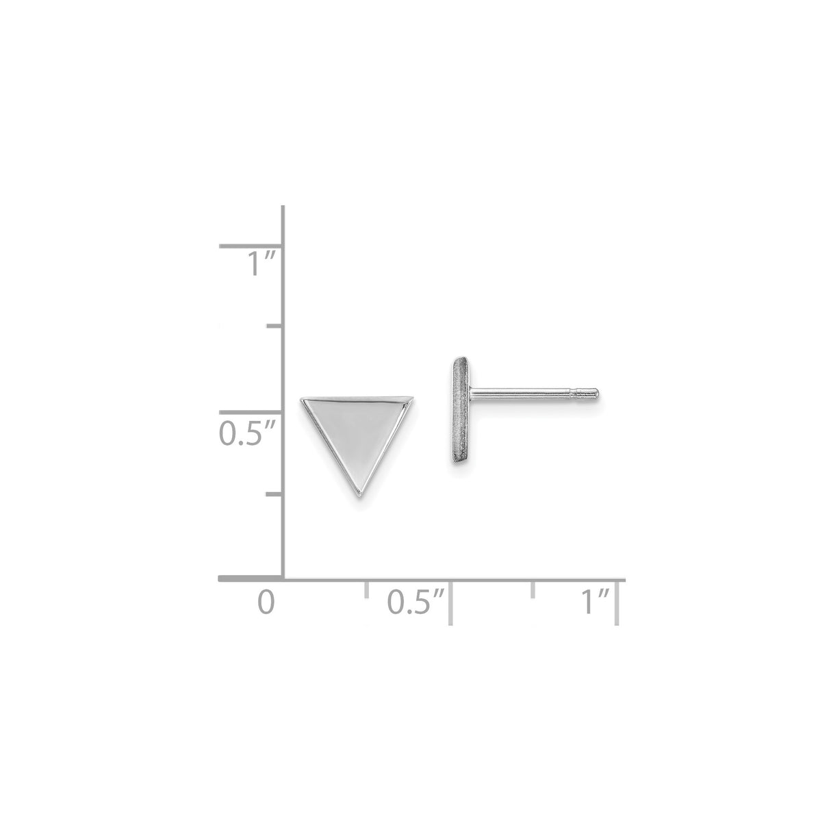 14k White Gold Triangle Stud Earrings, Minimalist Geometric Design for Women and Unisex Wear