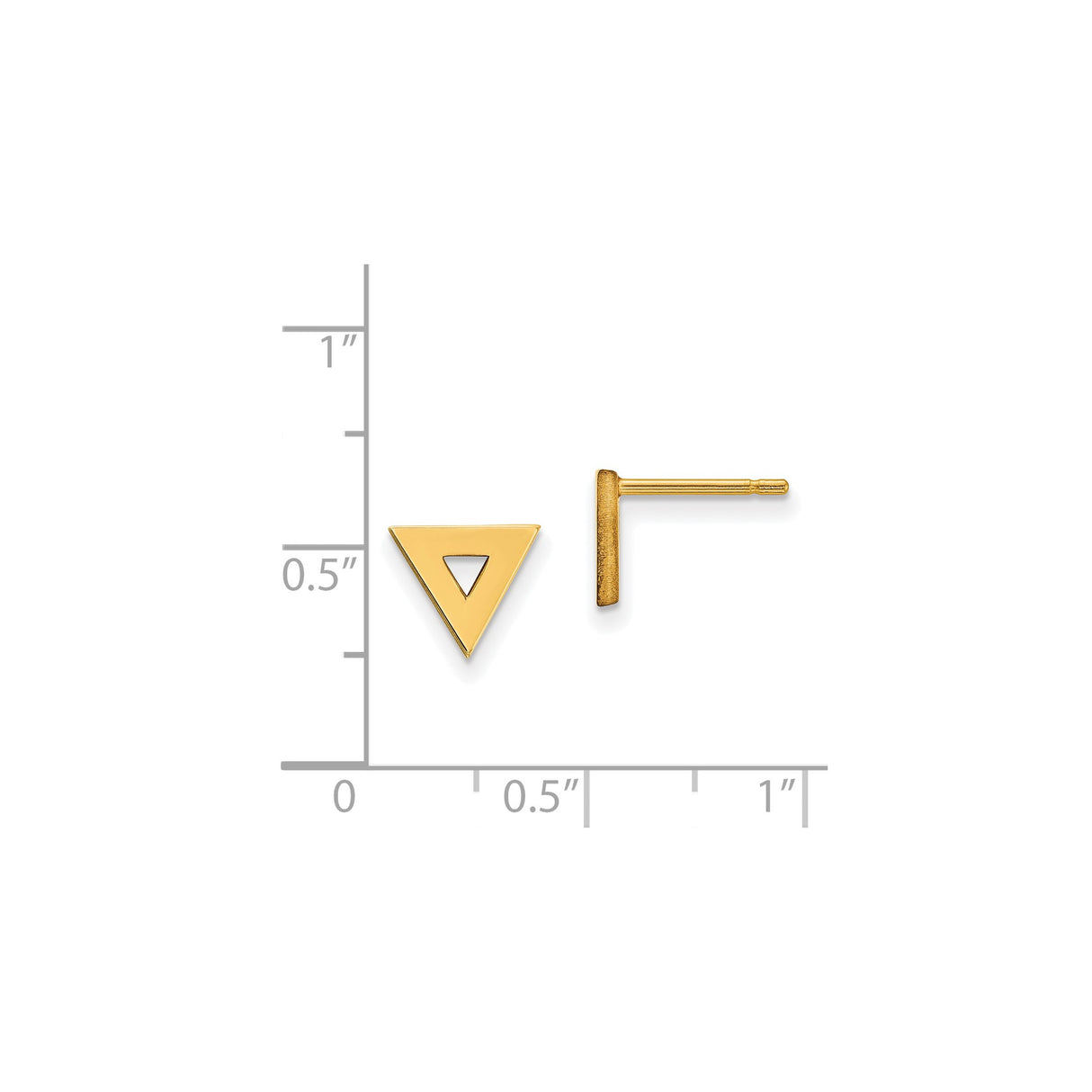 14k Yellow Gold Triangle Stud Earrings with Open Cut Geometric Design, Minimalist Jewelry