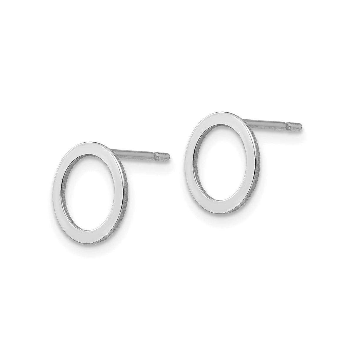 14k White Gold Open Circle Stud Earrings, Minimalist Geometric Design for Women