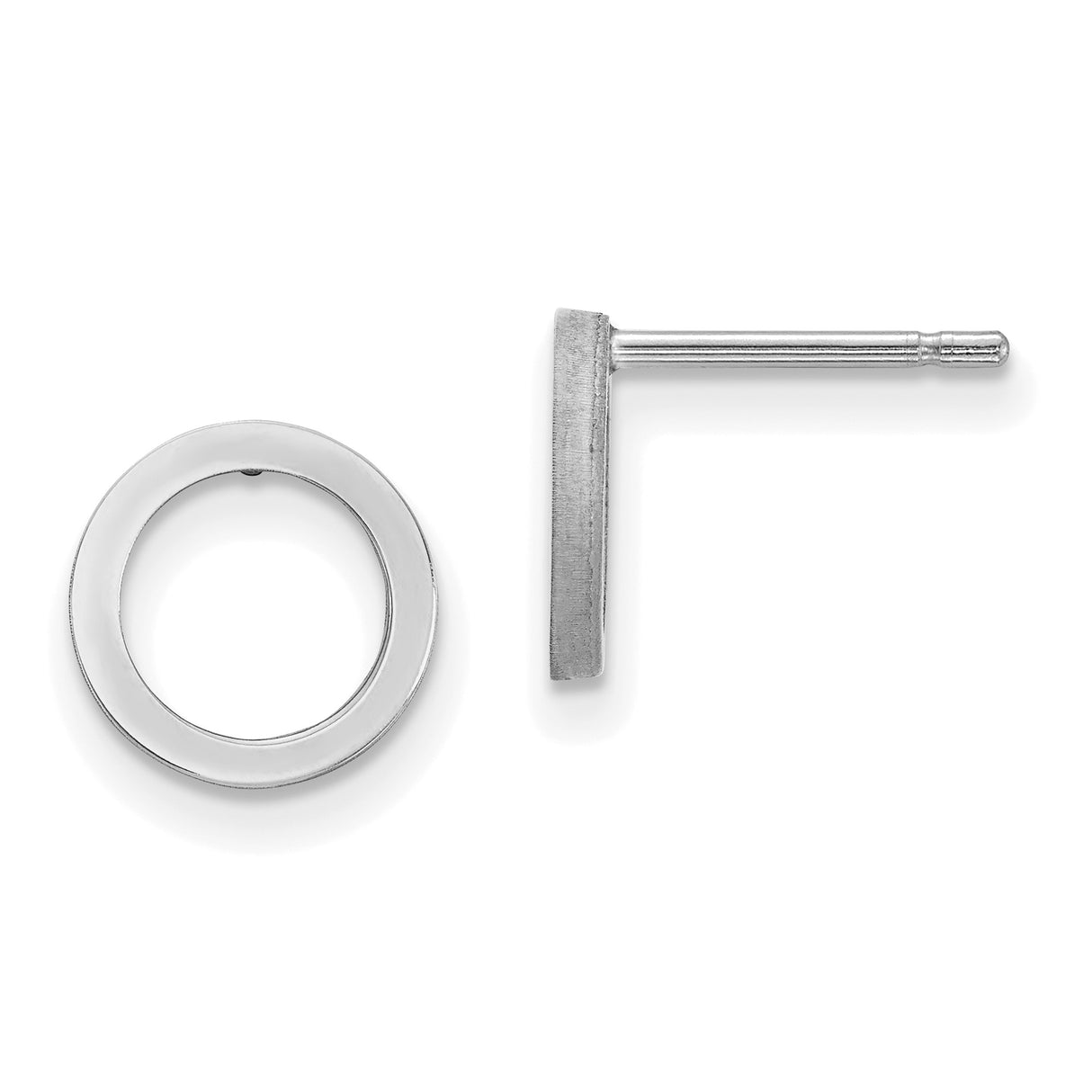 14k White Gold Open Circle Stud Earrings, Minimalist Geometric Design for Women