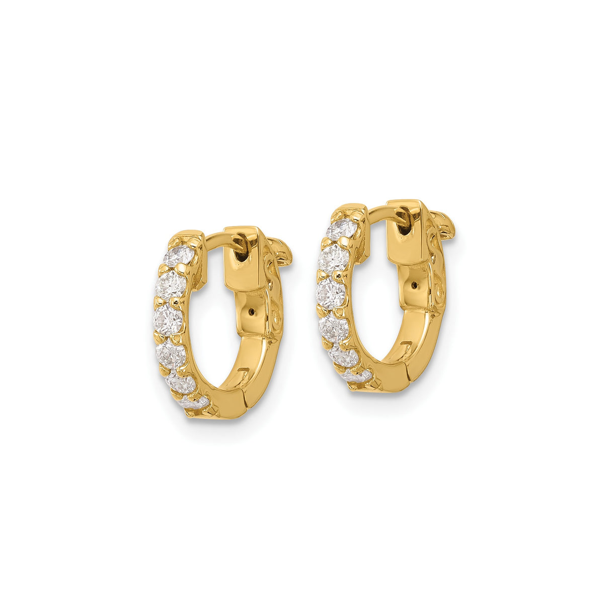 14k Yellow Gold Dragon Hoop Earrings with Diamonds, Asian-Inspired Symbol of Strength and Protection