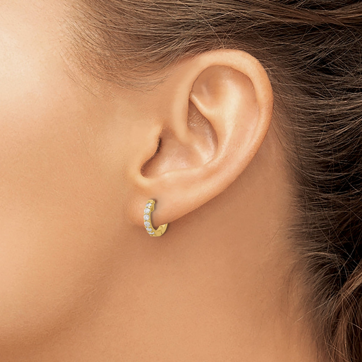 14k Yellow Gold Dragon Hoop Earrings with Diamonds, Asian-Inspired Symbol of Strength and Protection