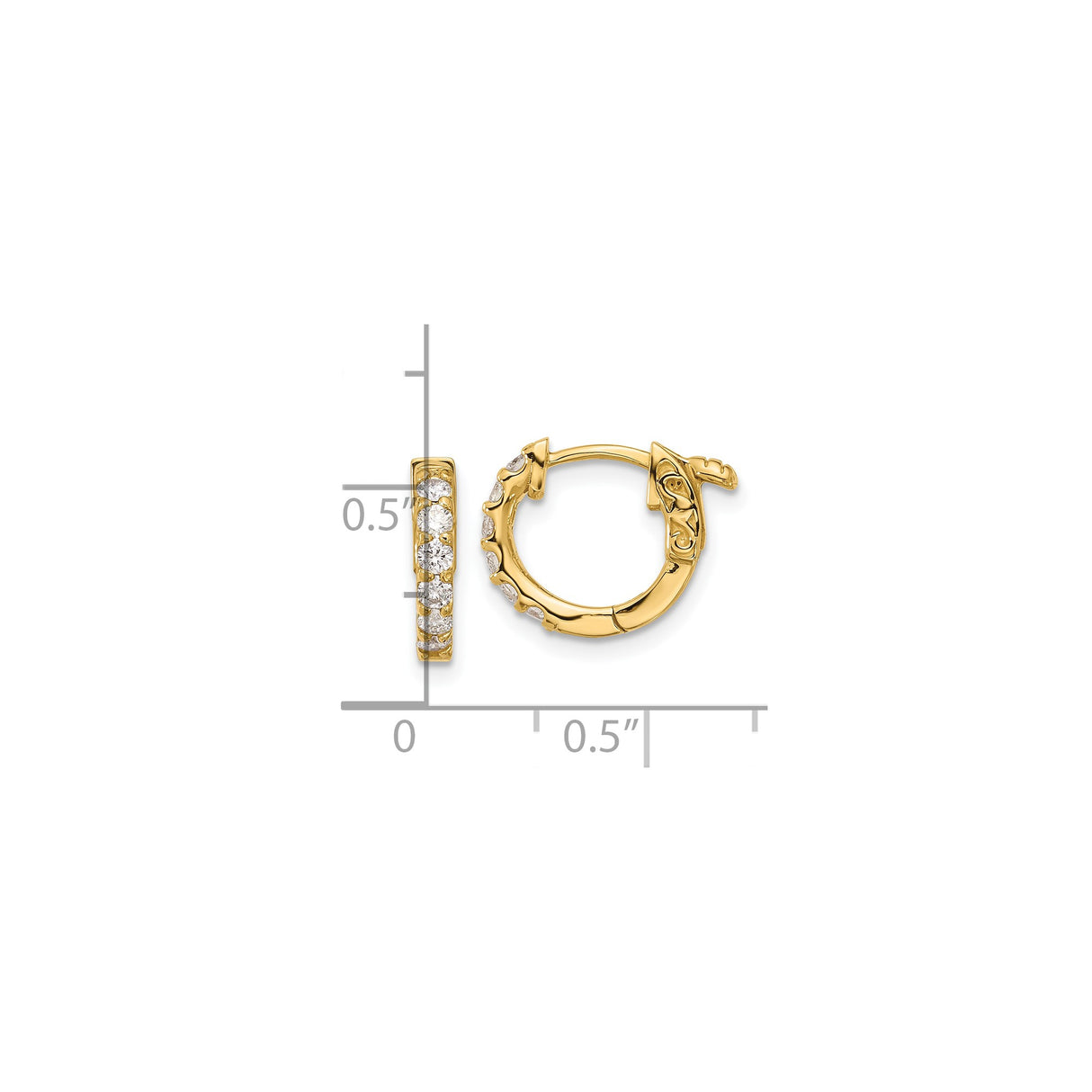 14k Yellow Gold Dragon Hoop Earrings with Diamonds, Asian-Inspired Symbol of Strength and Protection
