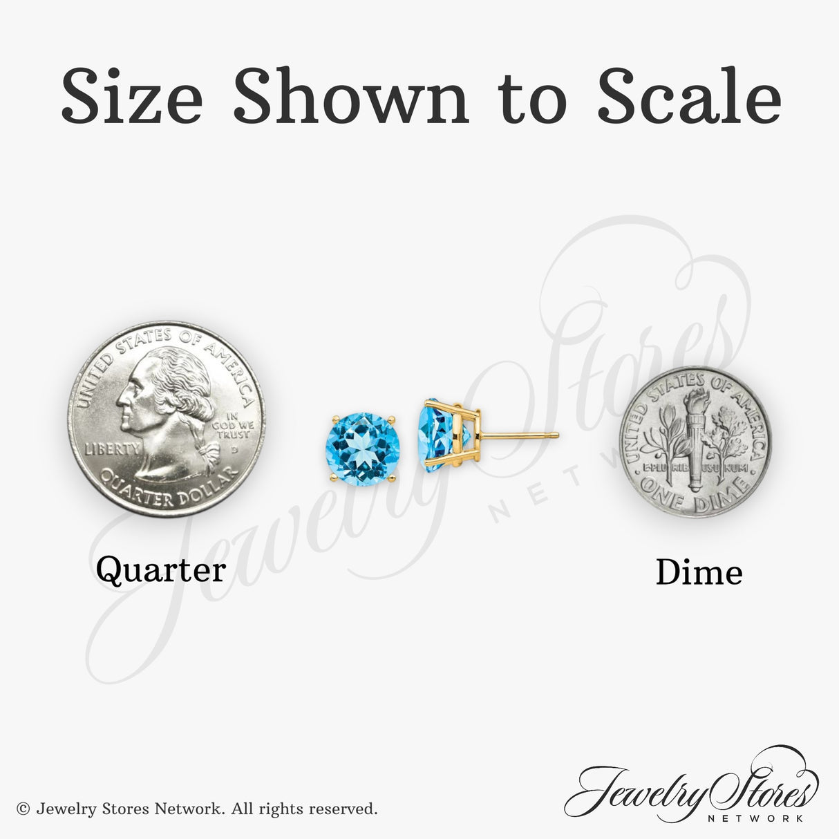 14k Yellow Gold Stud Earrings with Swiss Blue Topaz in Four Prong Setting