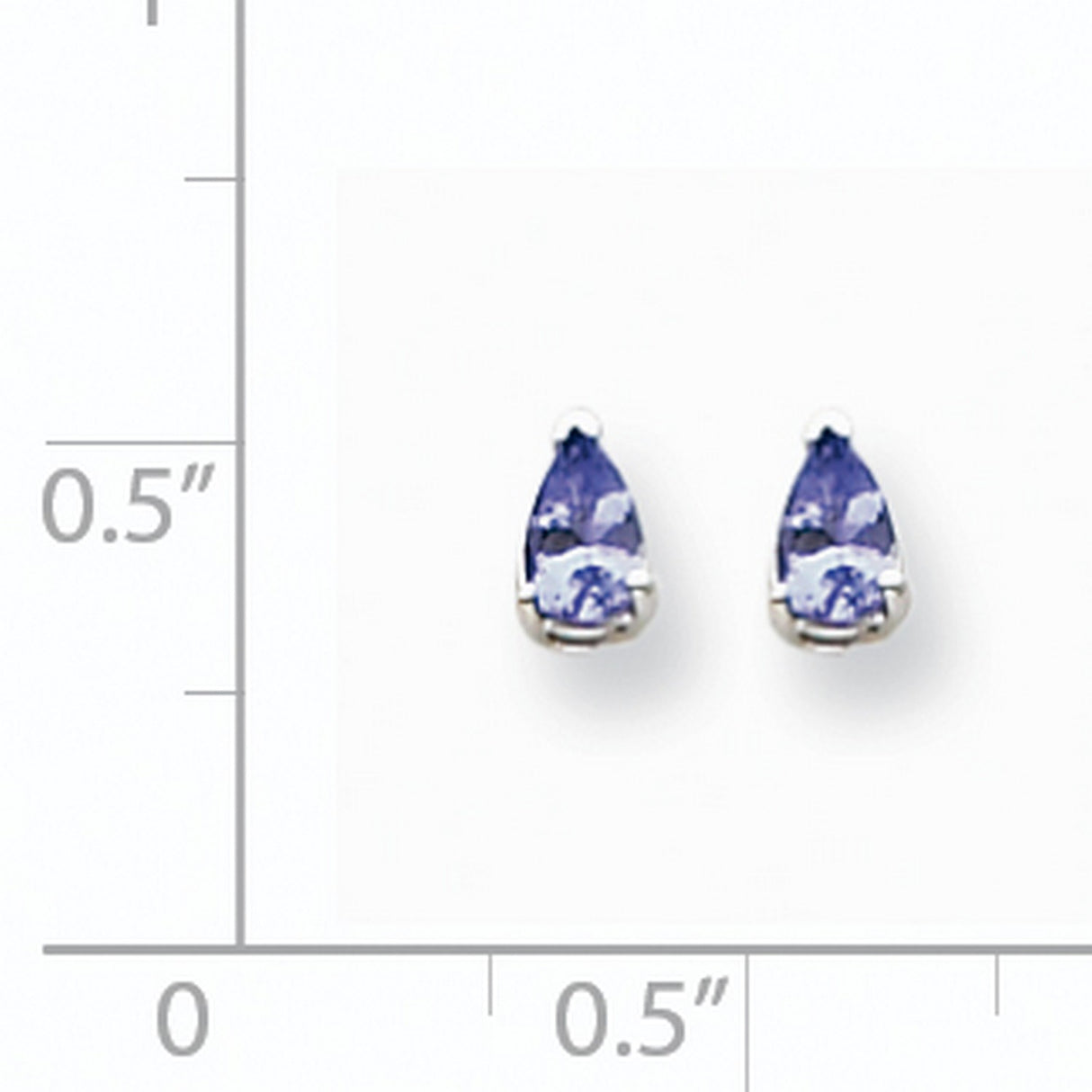 14k White Gold Stud Earrings with Pear Shaped Tanzanite, Minimalist Gemstone Jewelry for Women
