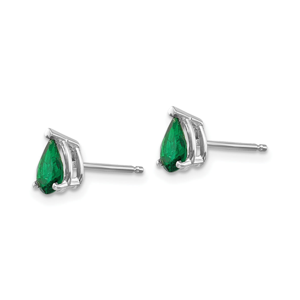 14k White Gold Stud Earrings with Pear Cut Tsavorite Garnet, Classic Minimalist Design for Women