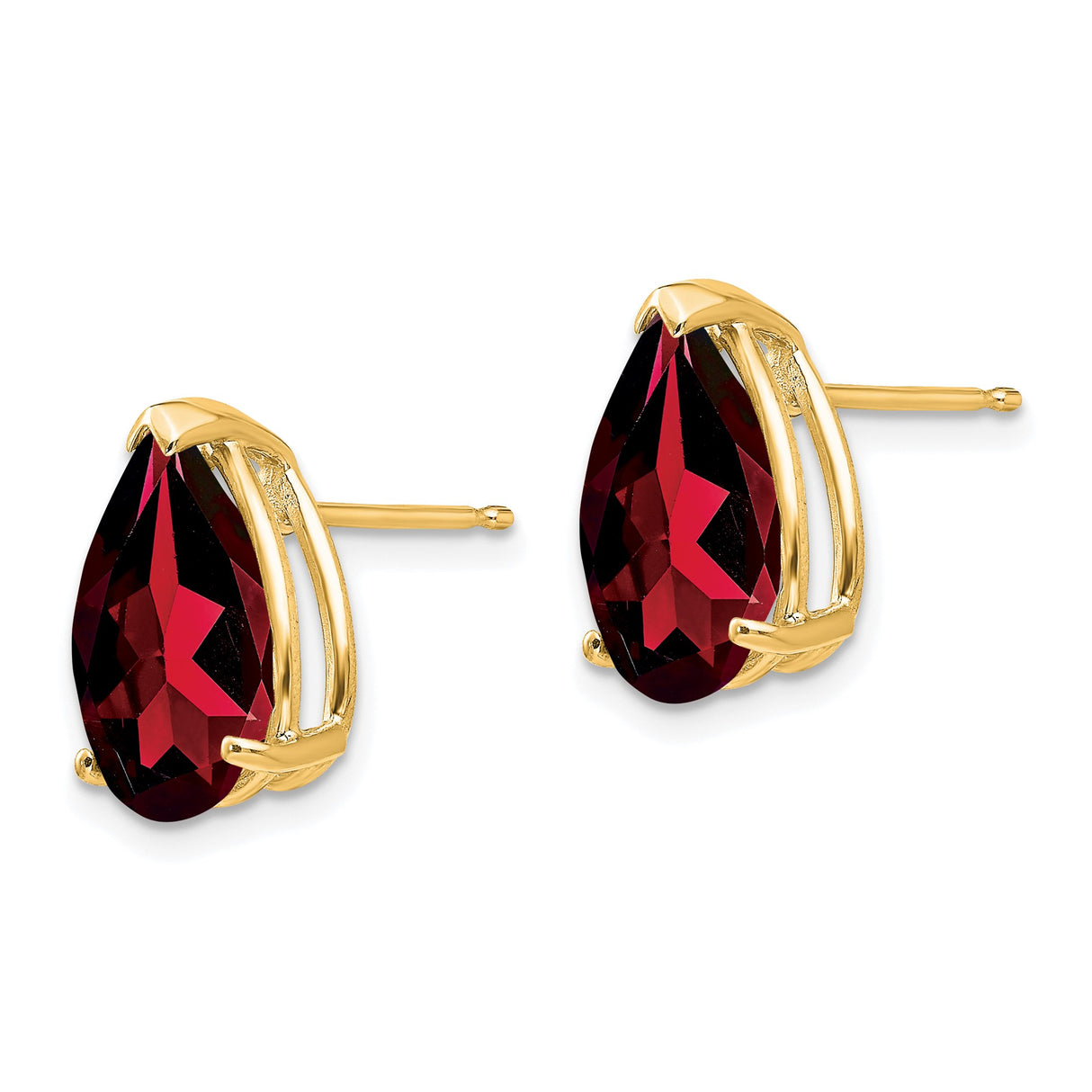 14k Yellow Gold Garnet Stud Earrings, Pear Shaped January Birthstone Jewelry for Women