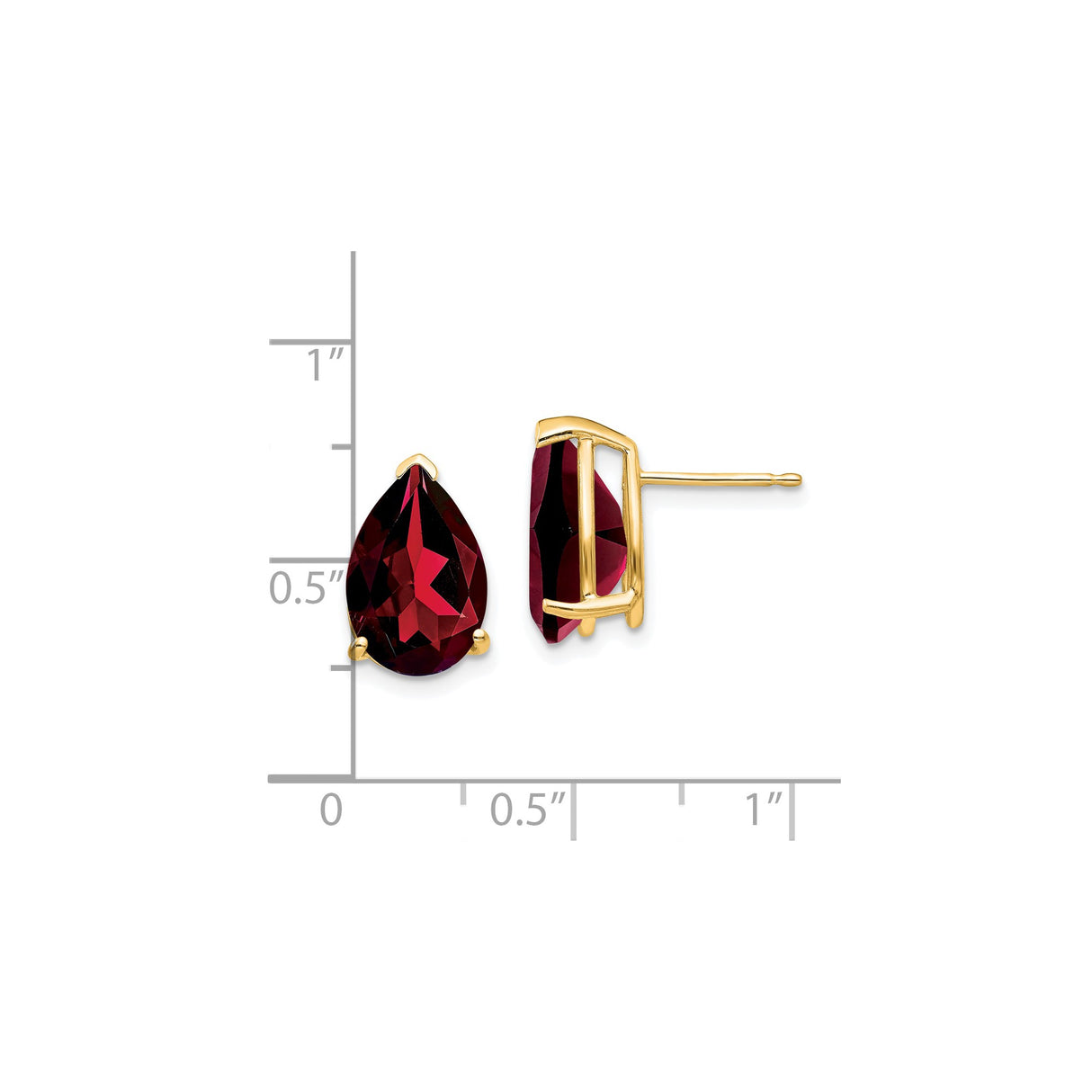 14k Yellow Gold Garnet Stud Earrings, Pear Shaped January Birthstone Jewelry for Women