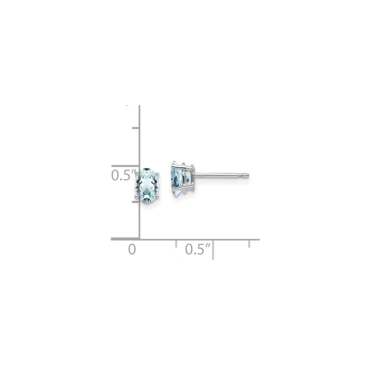 14k White Gold Aquamarine Stud Earrings, Oval Faceted Gemstones, Minimalist Fine Jewelry