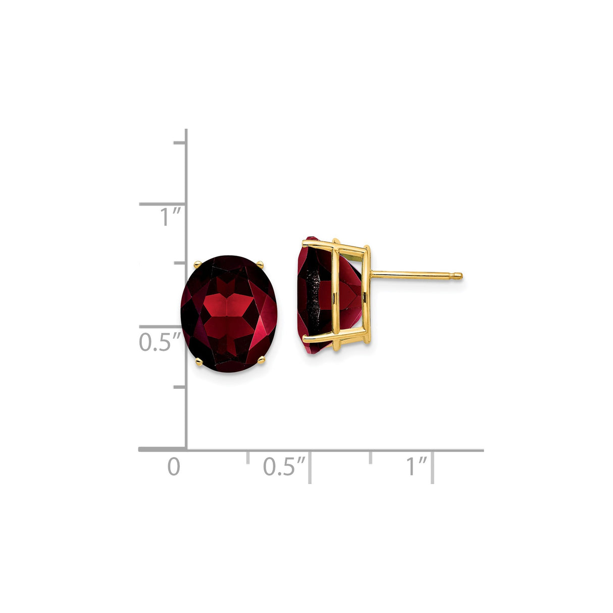 14k Yellow Gold Garnet Stud Earrings, Oval Prong-Set January Birthstone Jewelry for Women