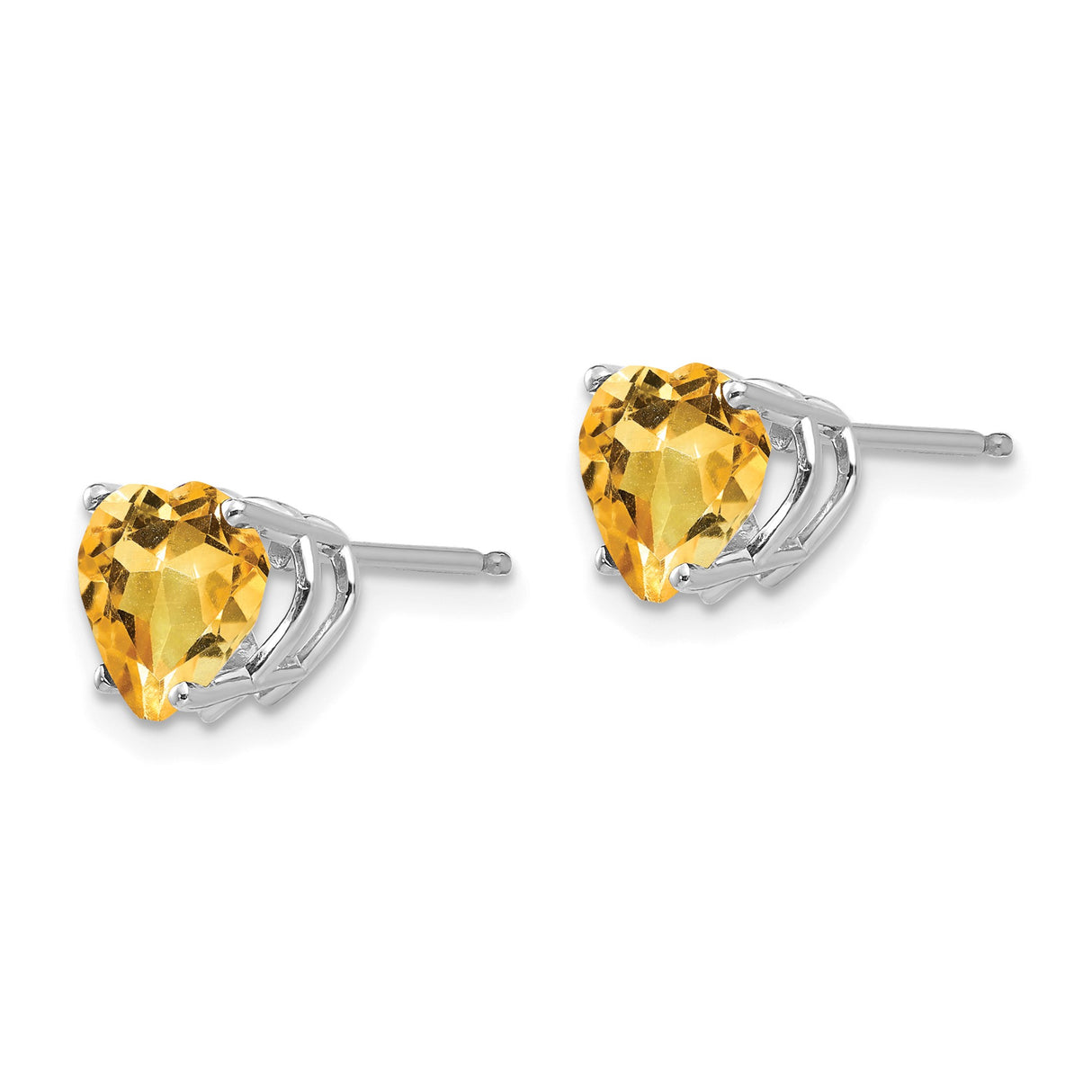 14k White Gold Heart Shaped Citrine Stud Earrings for Women