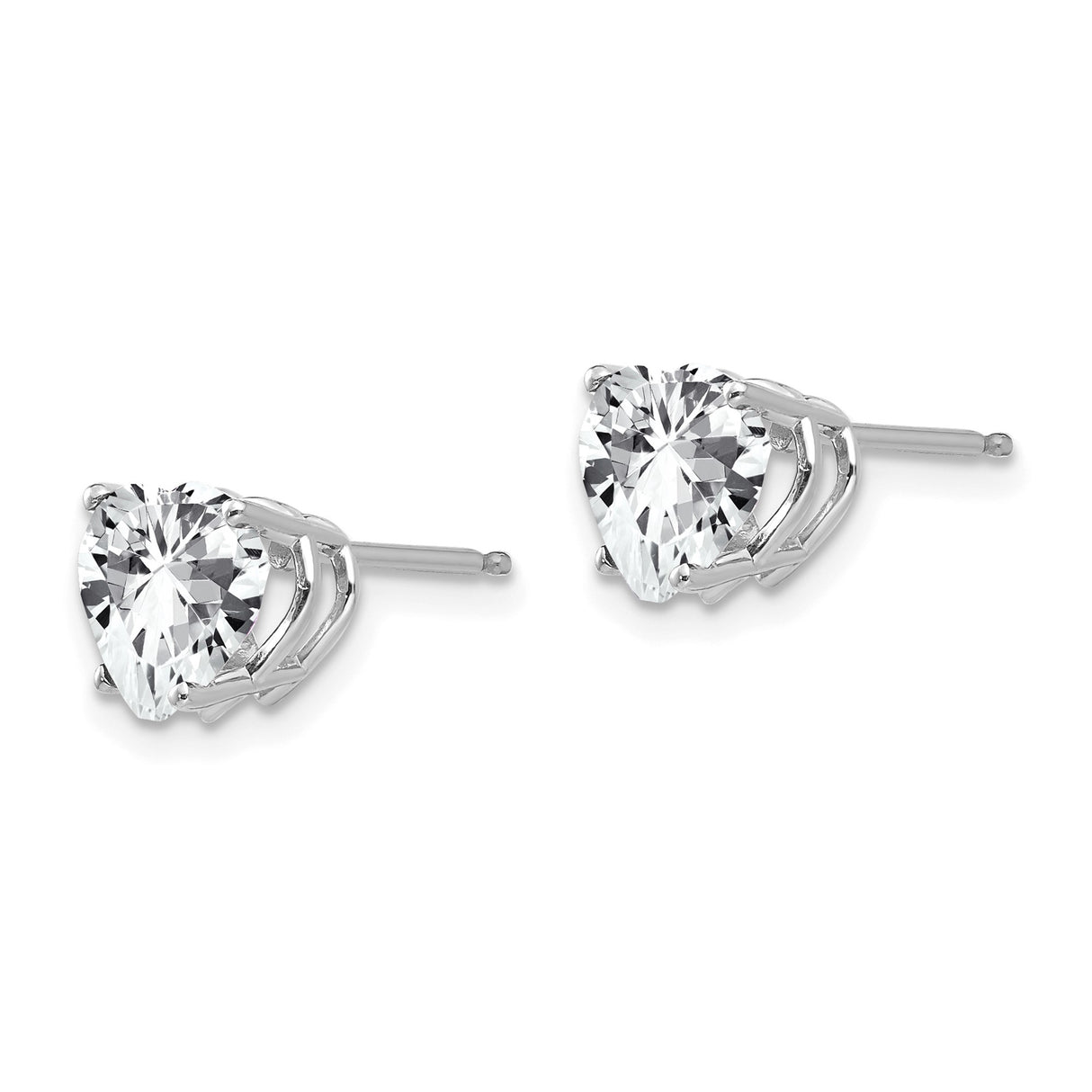 14k White Gold Heart Stud Earrings with Cubic Zirconia, Romantic Jewelry for Women