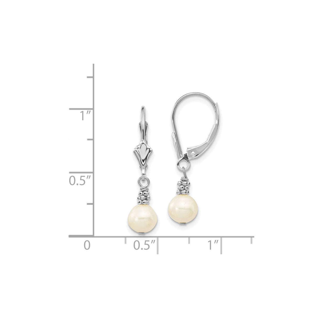 14k White Gold Dangle Earrings with Cultured Freshwater Pearls and Beaded Detailing