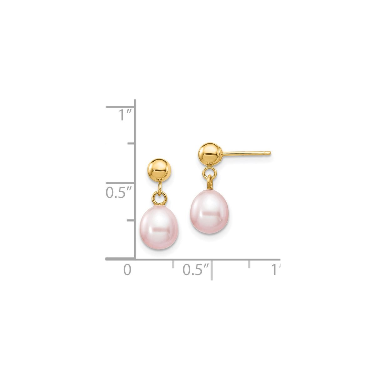 14k Yellow Gold Drop Earrings with Pink Freshwater Pearls, Romantic Dangle Design