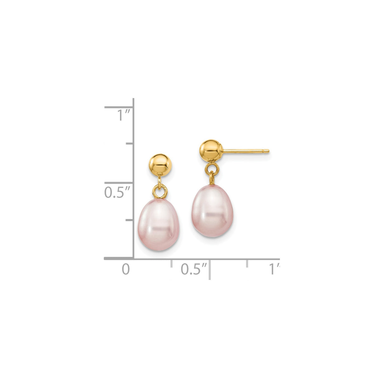 14k Yellow Gold Drop Earrings with Pink Freshwater Pearls, Romantic Bridal Style