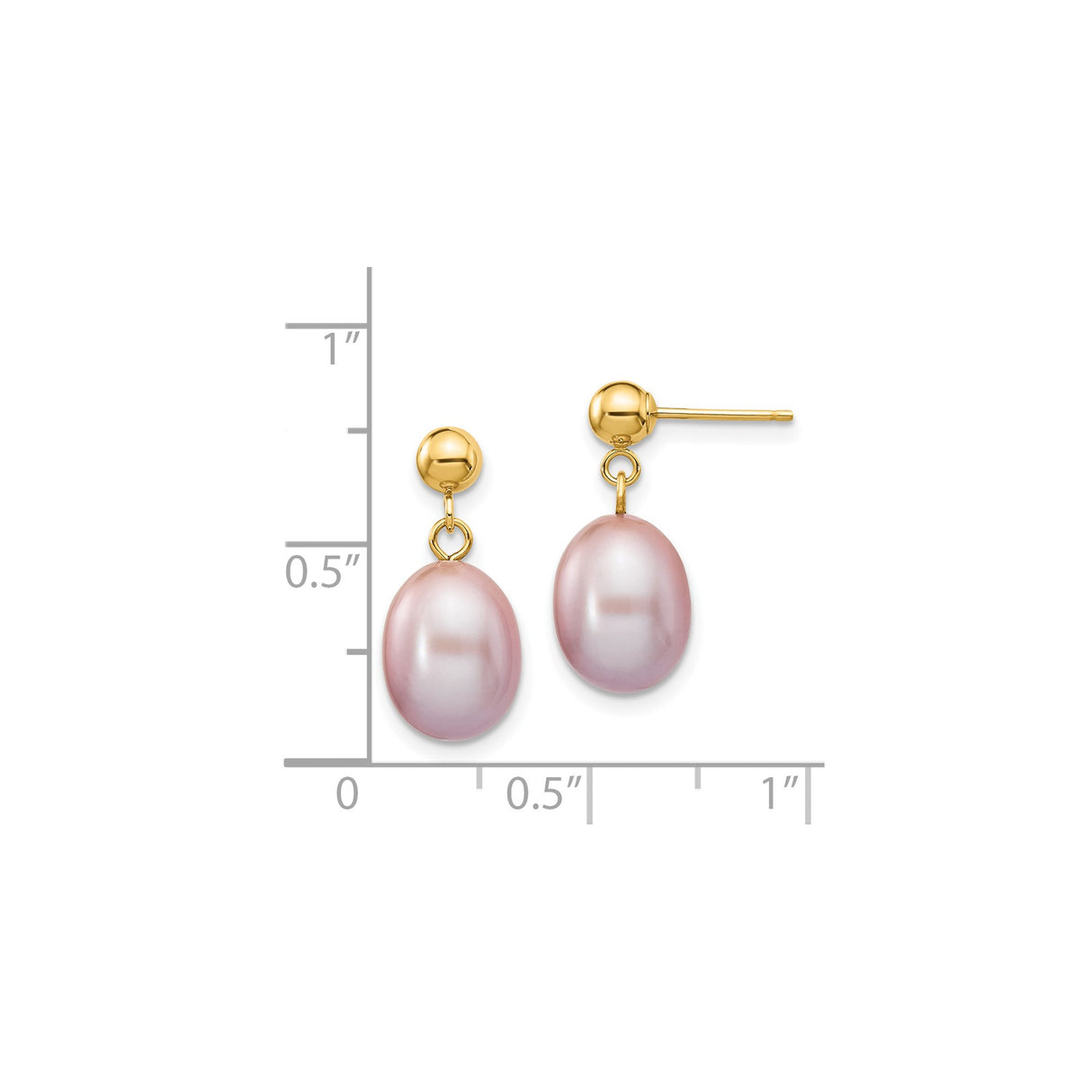 14k Yellow Gold Drop Earrings with Pink Freshwater Cultured Pearls, Feminine Bridal Style