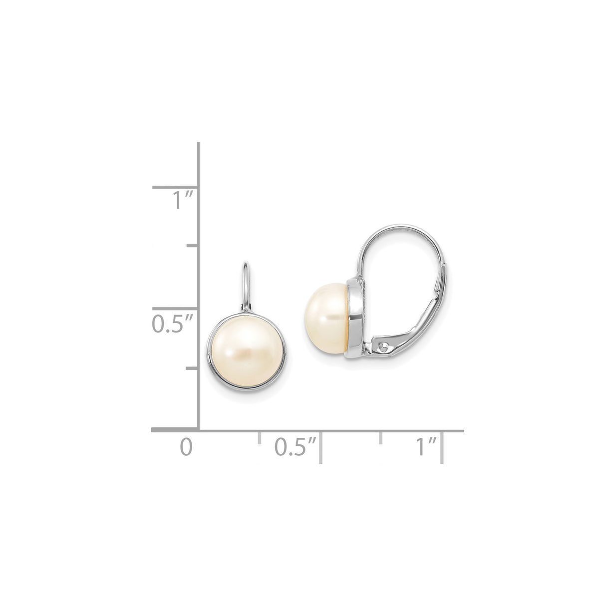 14k White Gold Leverback Earrings with Cultured Pearls, Classic Drop Design for Women