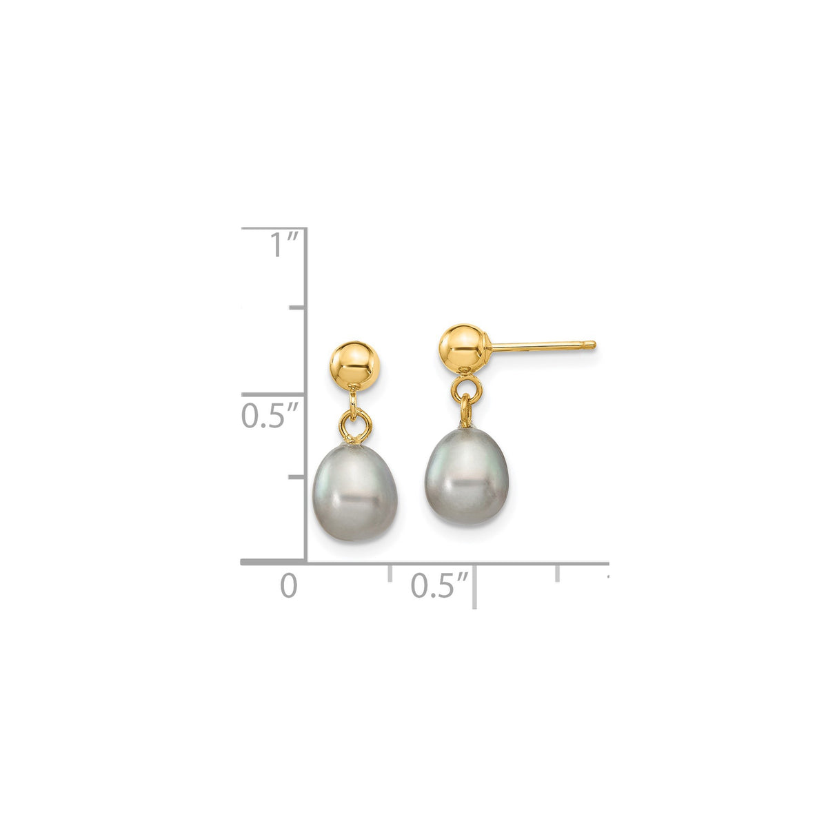14k Yellow Gold Dangle Earrings with Gray Freshwater Pearls, Minimalist Drop Design