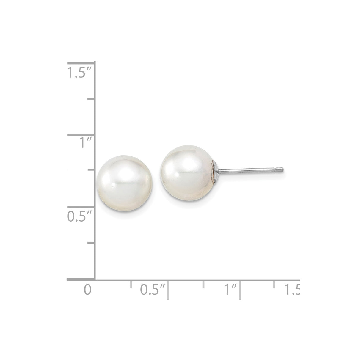 14k White Gold Stud Earrings with Round Cultured Pearls, Classic Minimalist Design for Women