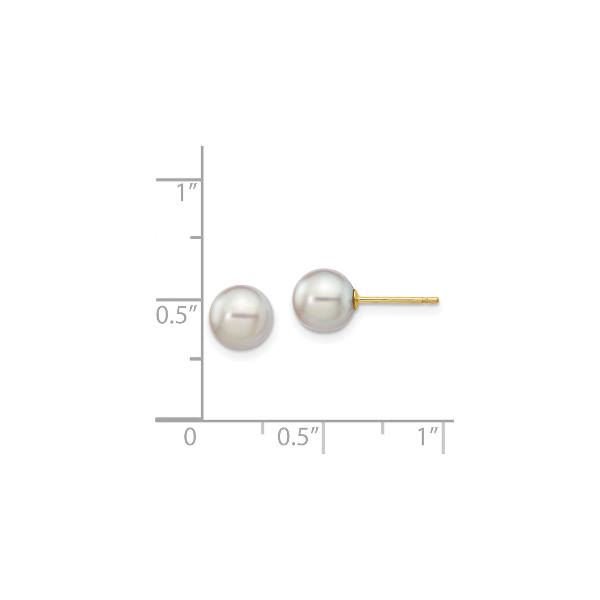14k Yellow Gold Stud Earrings with Round White Cultured Pearls, Classic Minimalist Style for Women
