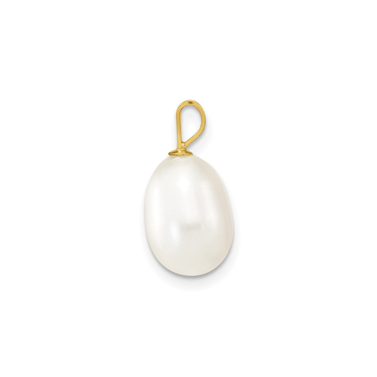 14k Yellow Gold Drop Pendant with White Cultured Pearl, Classic Bridal Jewelry for Women