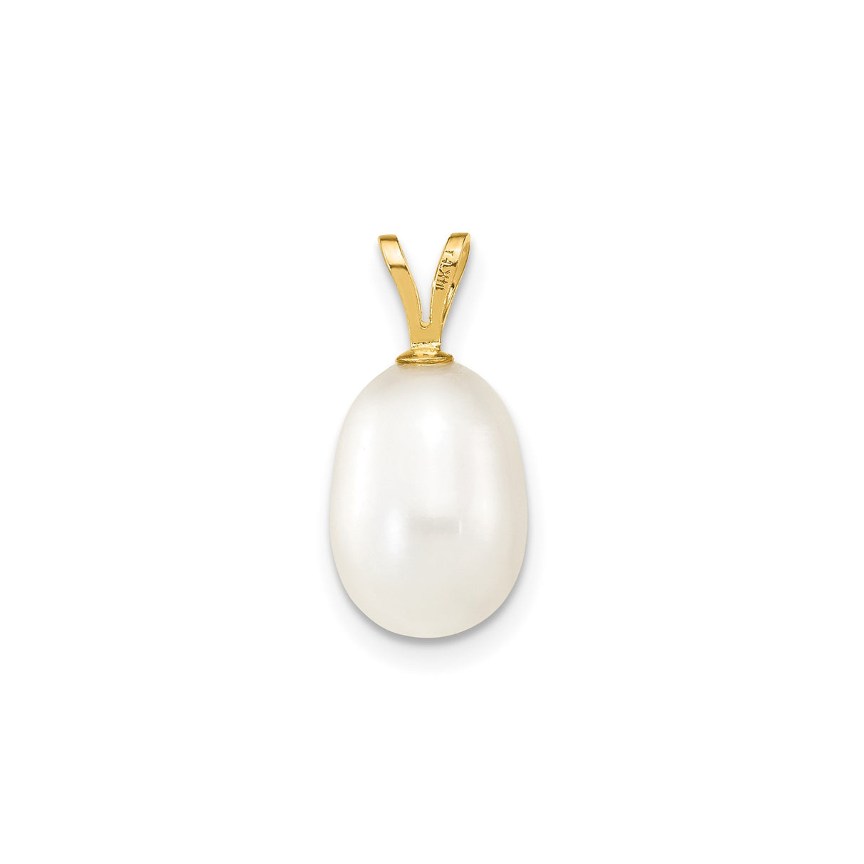 14k Yellow Gold Drop Pendant with White Cultured Pearl, Classic Bridal Jewelry for Women
