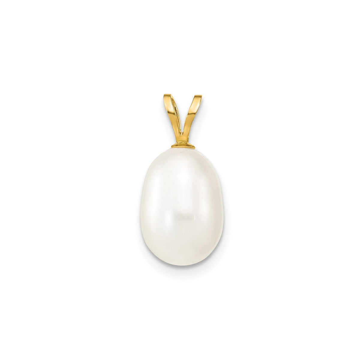 14k Yellow Gold Drop Pendant with White Cultured Pearl, Classic Bridal Jewelry for Women