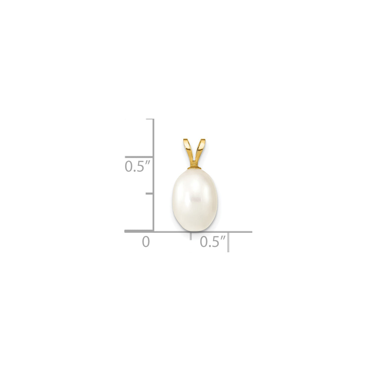 14k Yellow Gold Pendant with White Freshwater Oval Pearl, Classic Drop Style for Women