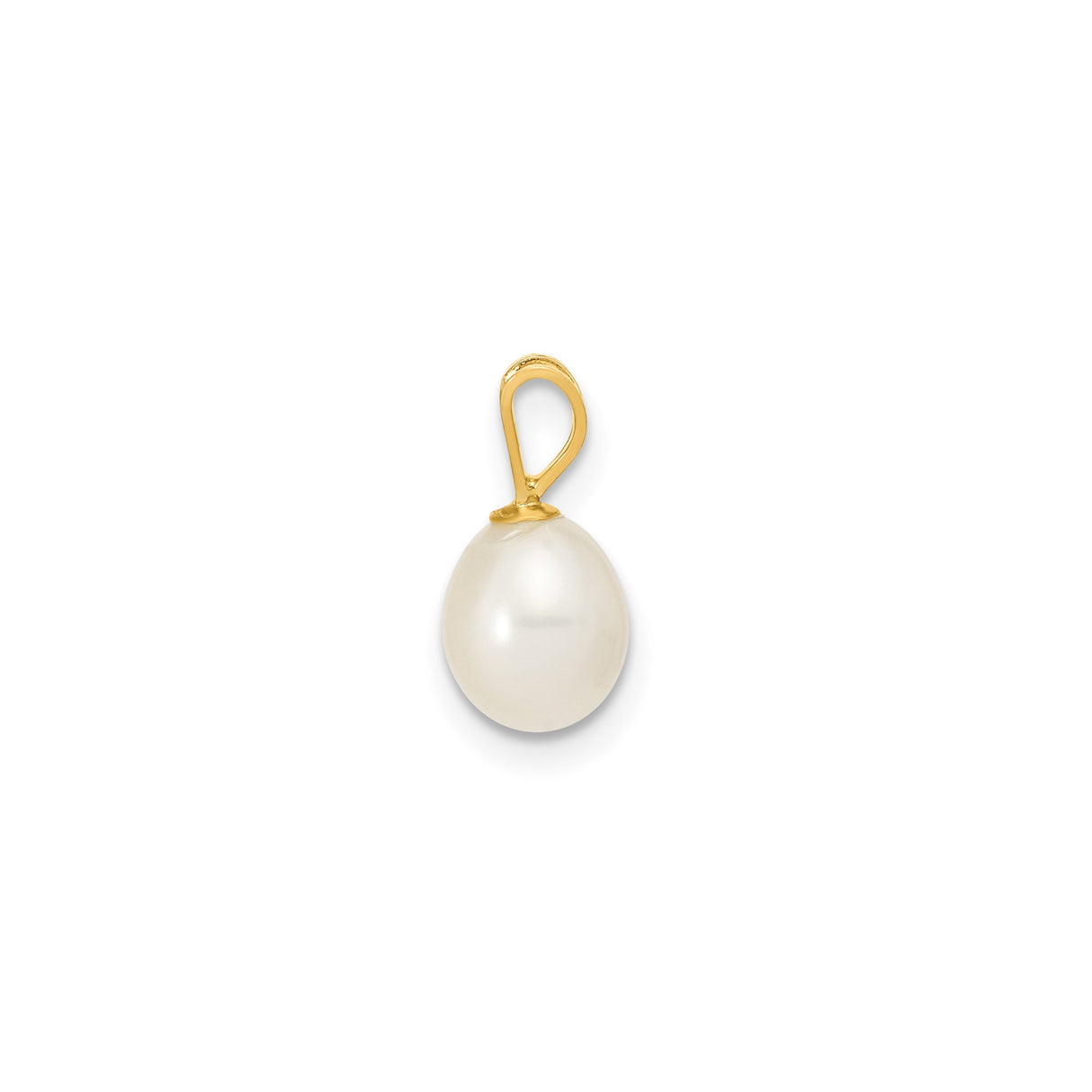 14k Yellow Gold Pendant with Cultured White Pearl, Minimalist Classic Design for Women