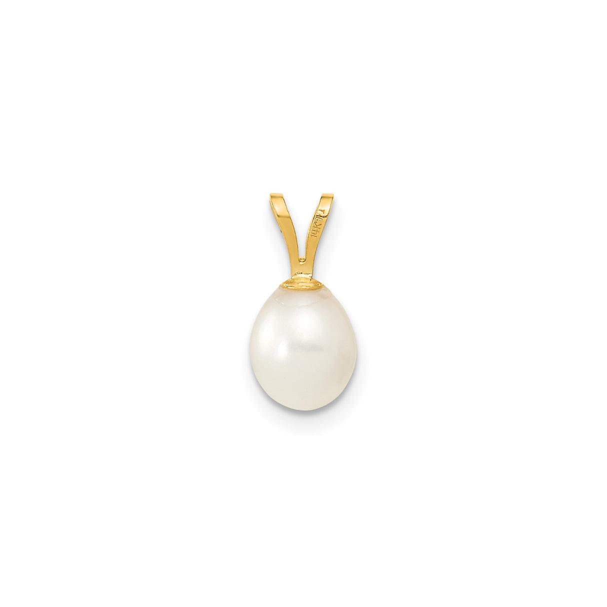 14k Yellow Gold Pendant with Cultured White Pearl, Minimalist Classic Design for Women