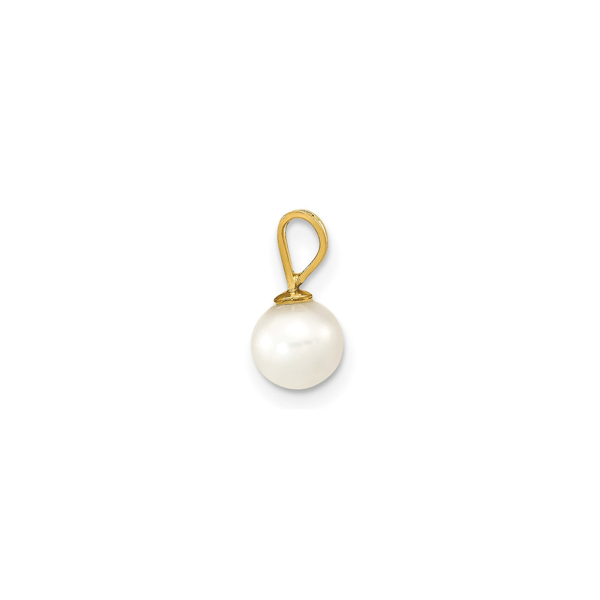 14k Yellow Gold Pendant with Round White Cultured Pearl, Minimalist Classic Jewelry for Women