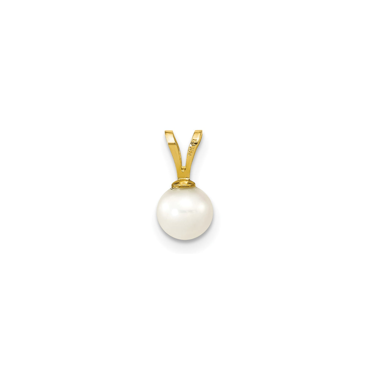 14k Yellow Gold Pendant with Round White Cultured Pearl, Minimalist Classic Jewelry for Women
