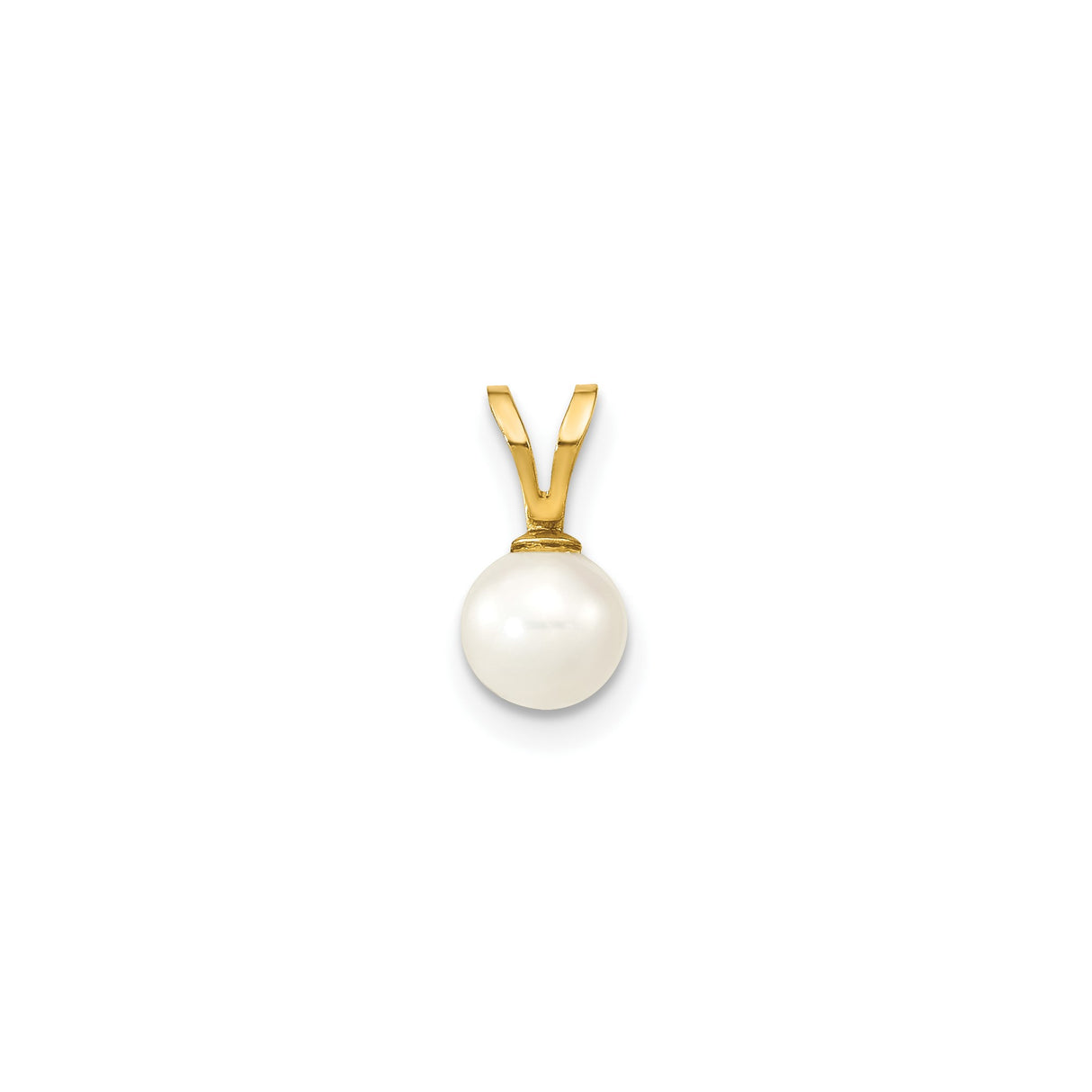 14k Yellow Gold Pendant with Round White Cultured Pearl, Minimalist Classic Jewelry for Women