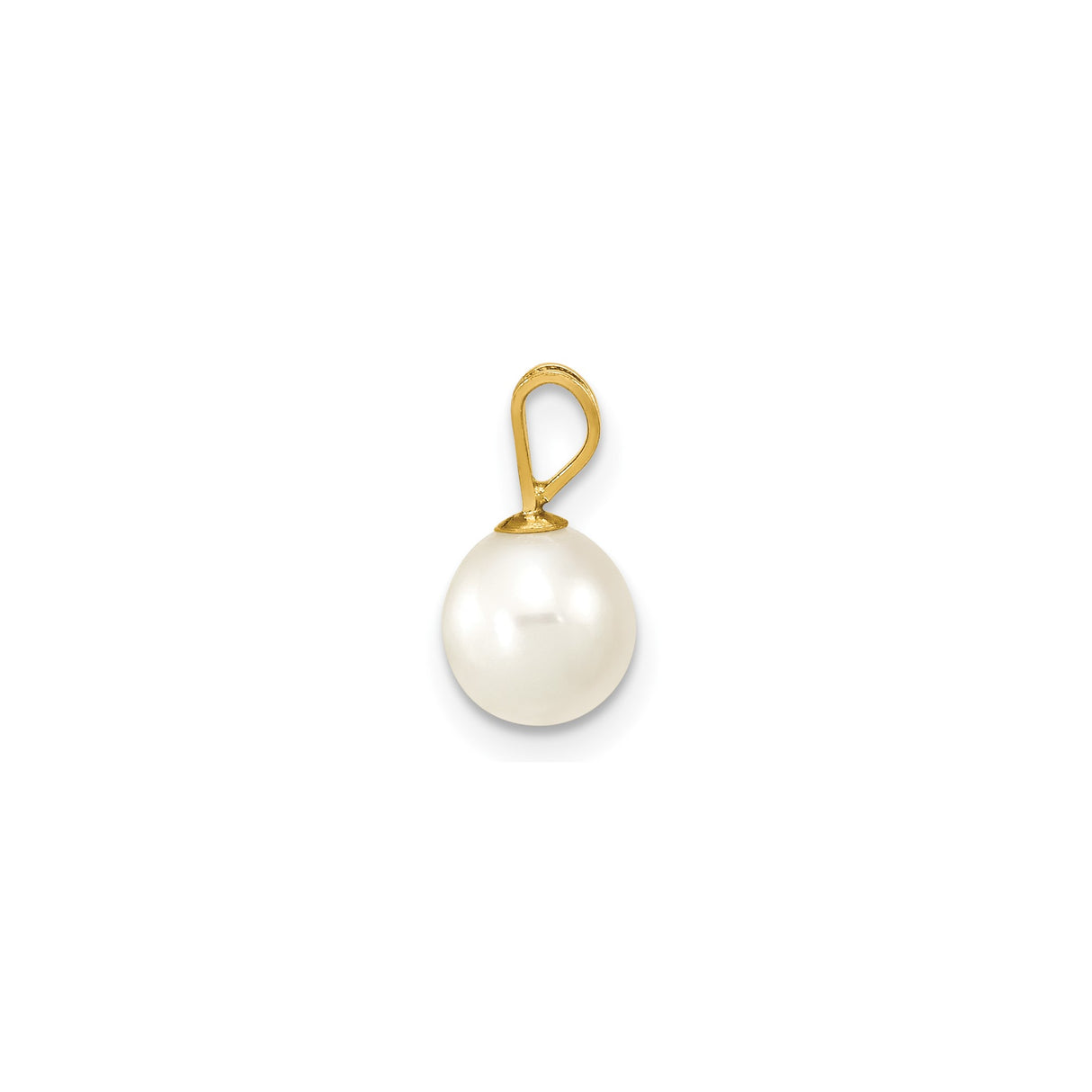 14k Yellow Gold Pendant with Round White Cultured Pearl and V-Bail Setting